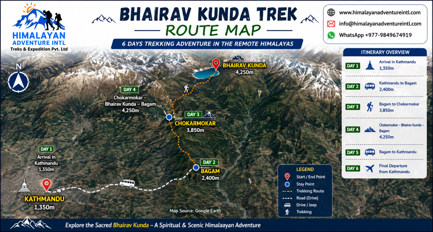 Bhairav Kunda Trek route map