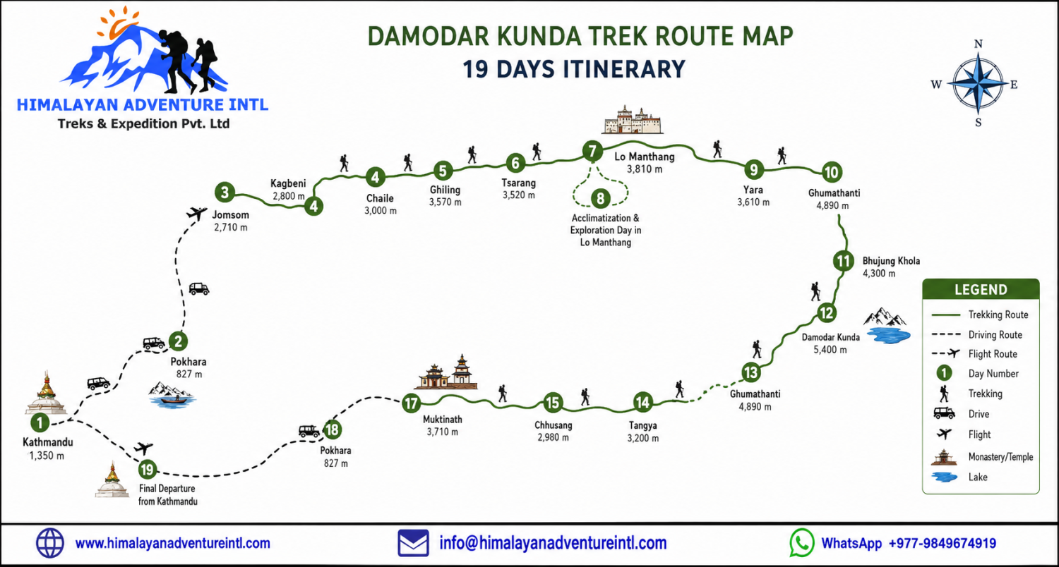 Damodar Kunda Trek route map