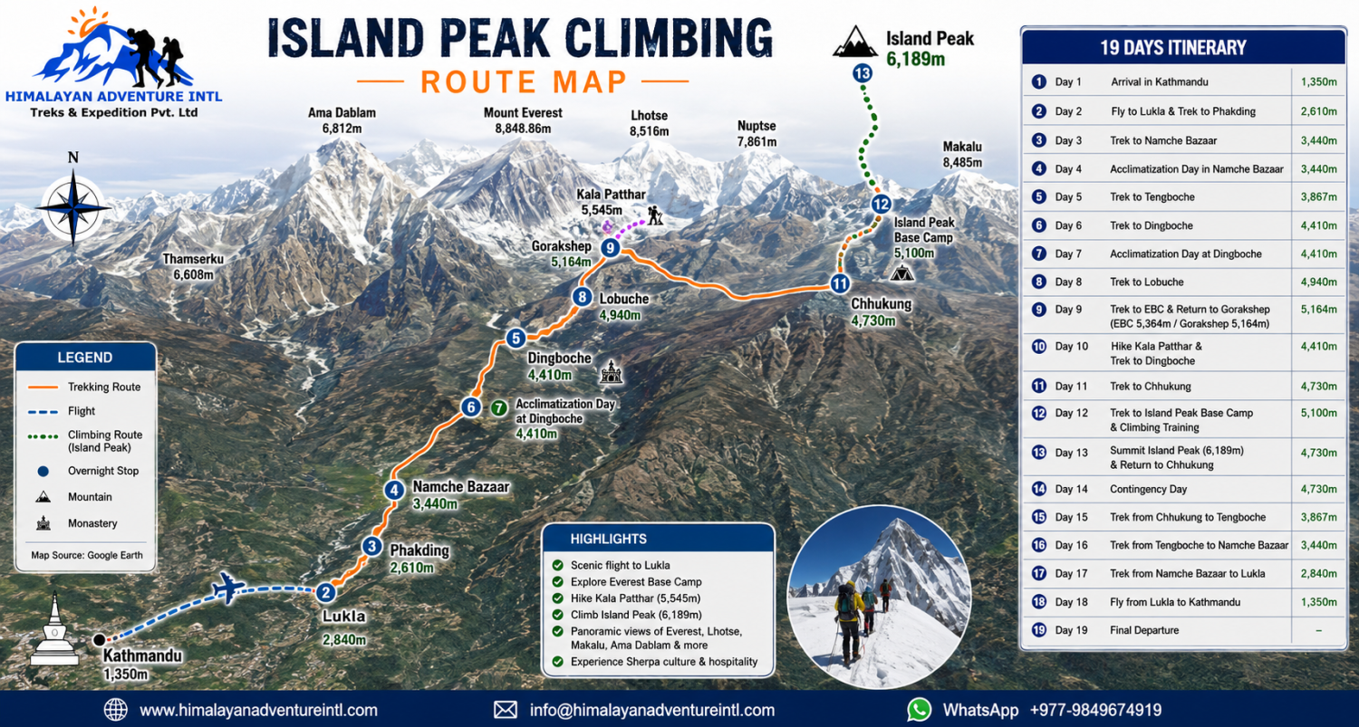 Island Peak Climbing route map