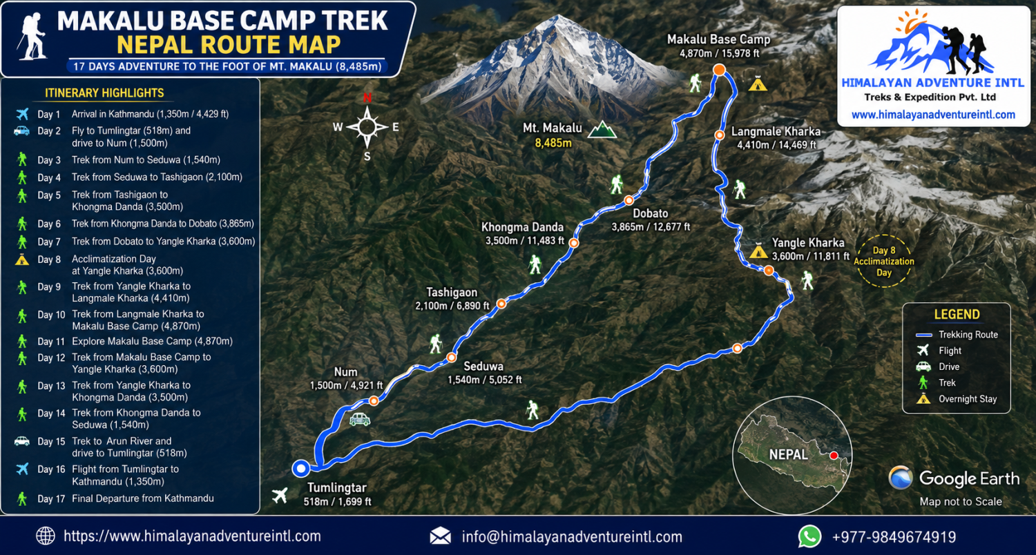 Makalu Base Camp Trek route map