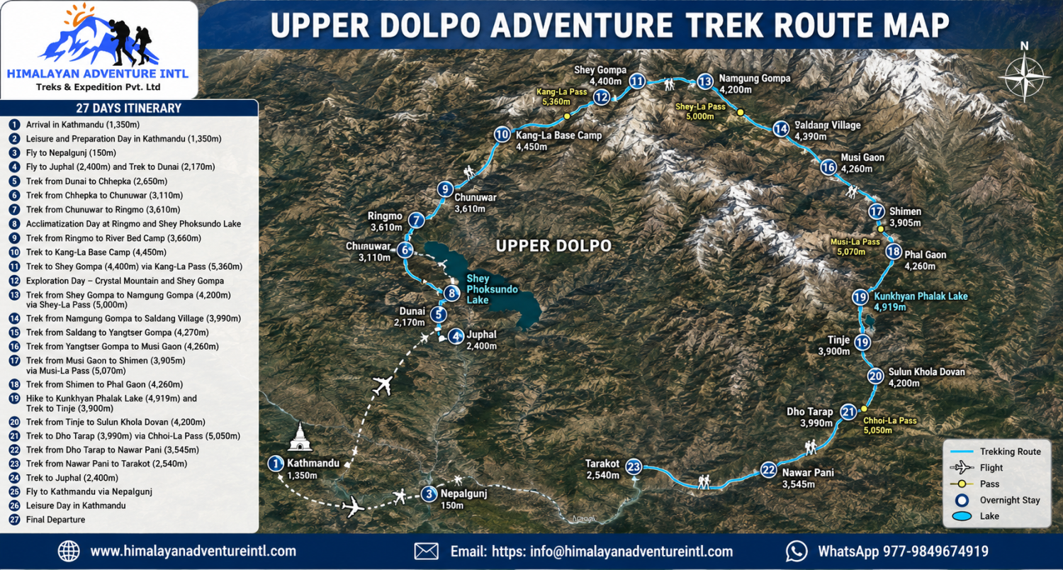 Upper Dolpo Adventure Trek route map